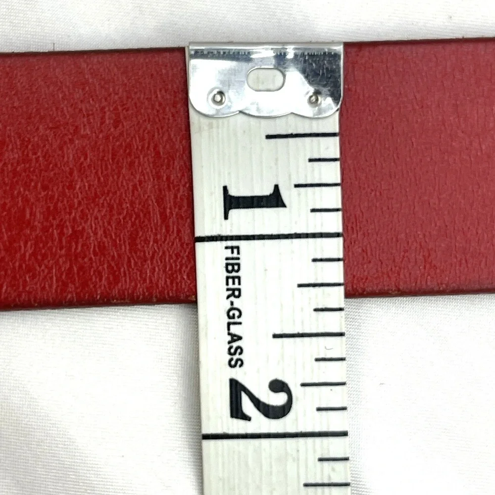 Falari Leather Belt Mens Medium 34-36 Red Silvertone Buckle 29-35